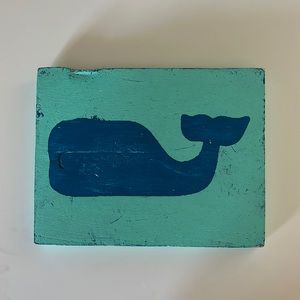 Nautical whale hand-painted home decor sign